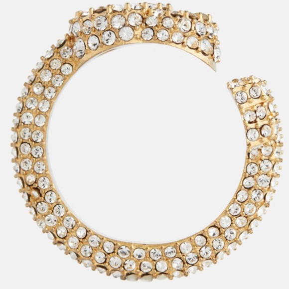 GUCCI 💕💎 Gold-Tone Gold Plated Crystal Embellishment Double G Ring - NWT - Picture 8 of 11